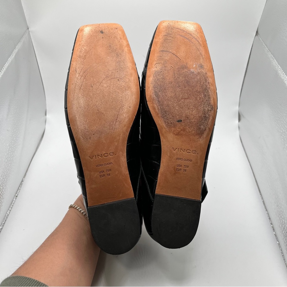 Vince Cici Croc-Embossed Leather Ballet Flats black size 7.5M - Picture 9 of 11